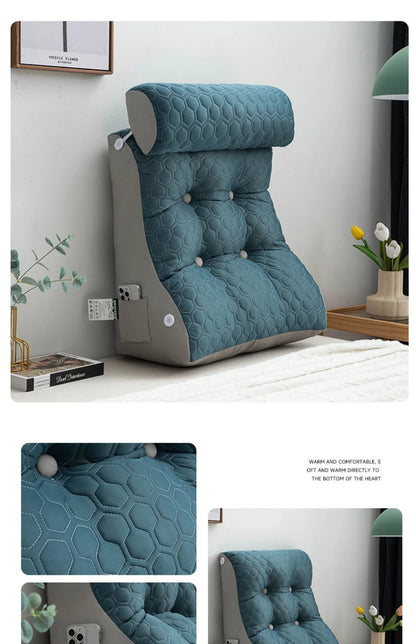 Soft Lumbar Bedside Cushion – Wedge Pillow for Back Support, TV Lounger & Reading, Decorative Bed Pillow