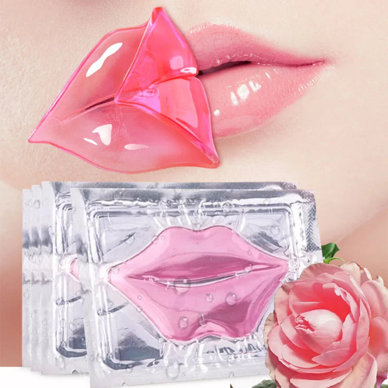 5PCS Crystal Collagen Lip Masks – Moisturizing & Plumping Pink Lip Patches for Nourishing Skincare