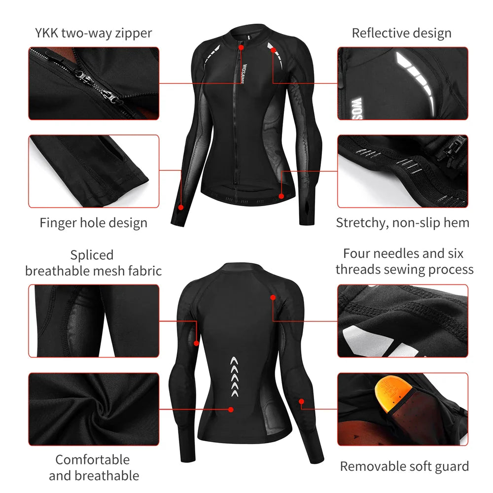 WOSAWE Women’s Motorcycle Jacket — CE Certified Body Armor, Summer Motocross & Downhill Riding Gear with Reflective Protection