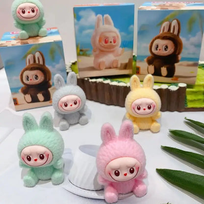 12pcs Mini Labubu V1 & V2 “Have A Sit” Figures – Cute Flocking Doll Collection & Decor Accessories