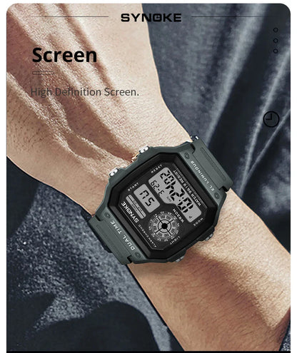 SYNOKE Men's Military Digital Sports Watch – Waterproof Luminous Chronograph Electronic Wristwatch