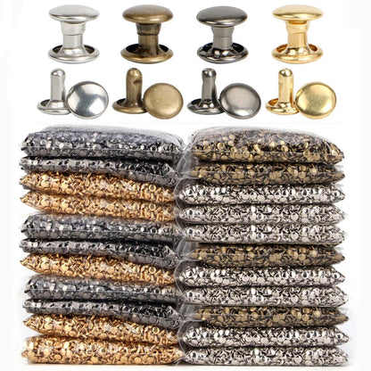 100 Sets Metal Double Cap Round Rivets 6-8mm – Nail Spike Studs for Leather Craft, Shoes, Bags & DIY Accessories