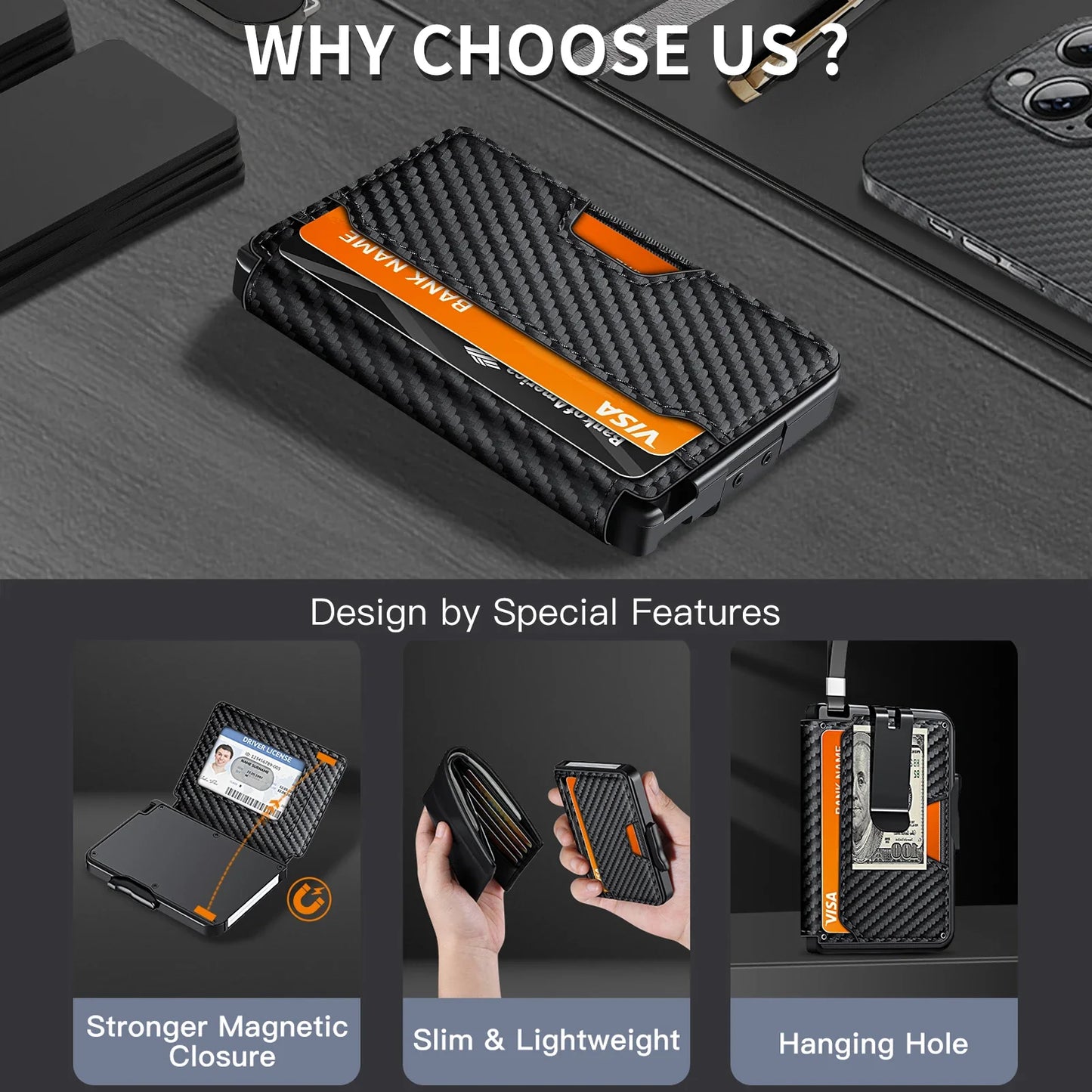 RFID Blocking Men's Slim Pop-up Wallet – Minimalist Bifold Credit Card Holder