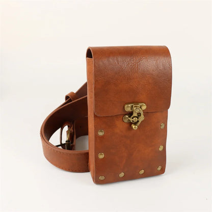 Medieval Steampunk Leather Waist Belt Pouch – Viking Knight Cosplay & Motorcycle Bag
