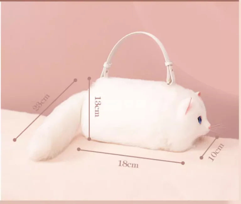 One Shoulder Small Messenger Bag for Women — Handmade Plush Cat Design, Cute & Versatile Autumn/Winter Bag