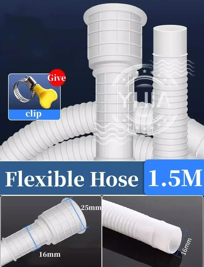 1–4M White Drain Hose Pipe — Extension Tube for Air Conditioner, Washing Machine & Kitchen Faucet