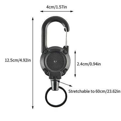 Anti-theft Metal Retractable Keychain: Easy-to-pull Buckle Rope Elastic Key Ring - Secure Ski Pass and ID Card Holder