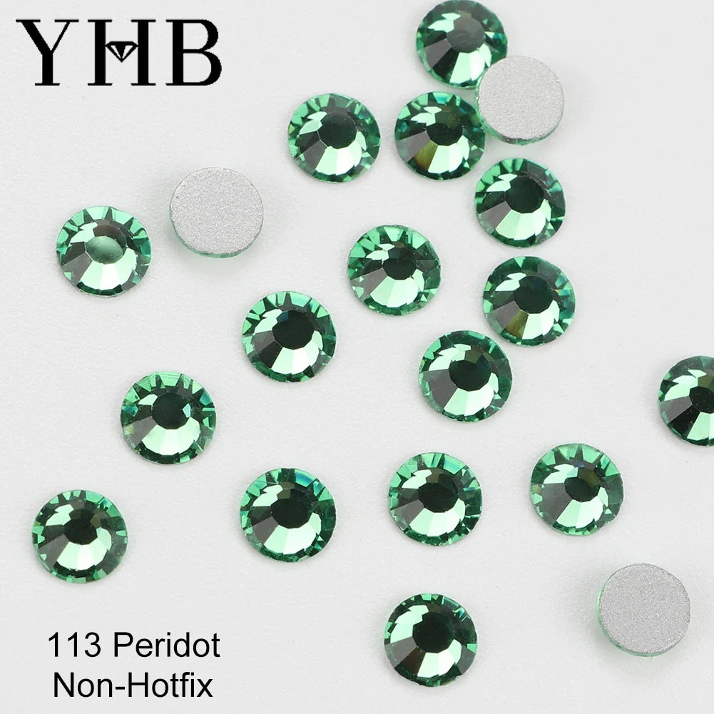 YHB Cold Fix Crystal Flatback Rhinestones - Silver Back Non Hotfix DIY Gems for Nail Art, Bags, Shoes, Garments & Phone Decoration