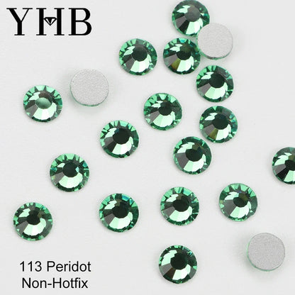 YHB Cold Fix Crystal Flatback Rhinestones - Silver Back Non Hotfix DIY Gems for Nail Art, Bags, Shoes, Garments & Phone Decoration