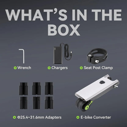 Electric Bike Conversion Kit — 31-Mile Range Pedal Assist with 12V 10AH Battery, 15.5MPH, Tool-Free Installation