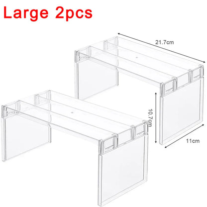 Refrigerator Storage Organizer – Layered Transparent Fridge Shelves & Desktop Stand, Space-Saving Kitchen Accessory