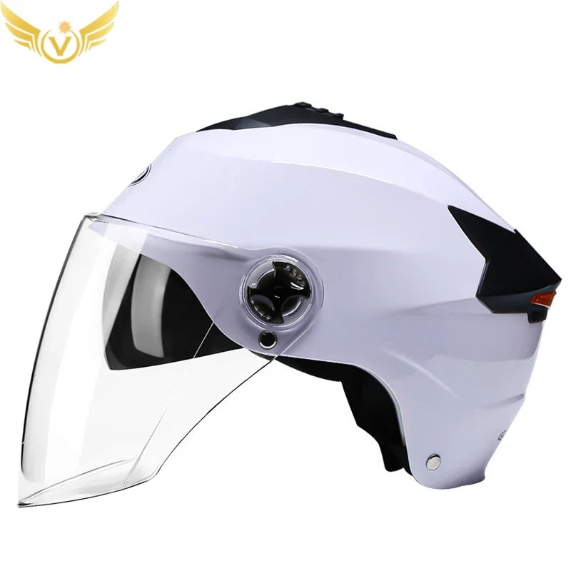 LED Motorcycle Helmet with Double Visor – Rechargeable Electric Scooter & Bicycle Safety Helmet for Men & Women Night Riding Protection