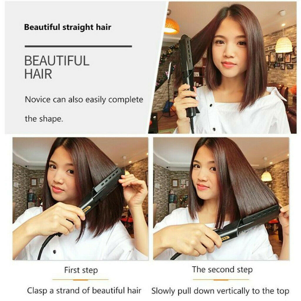 Hair Straightener with Four-gear Temperature, Ceramic Tourmaline Ionic Flat Iron for Women, Wide Panel Design