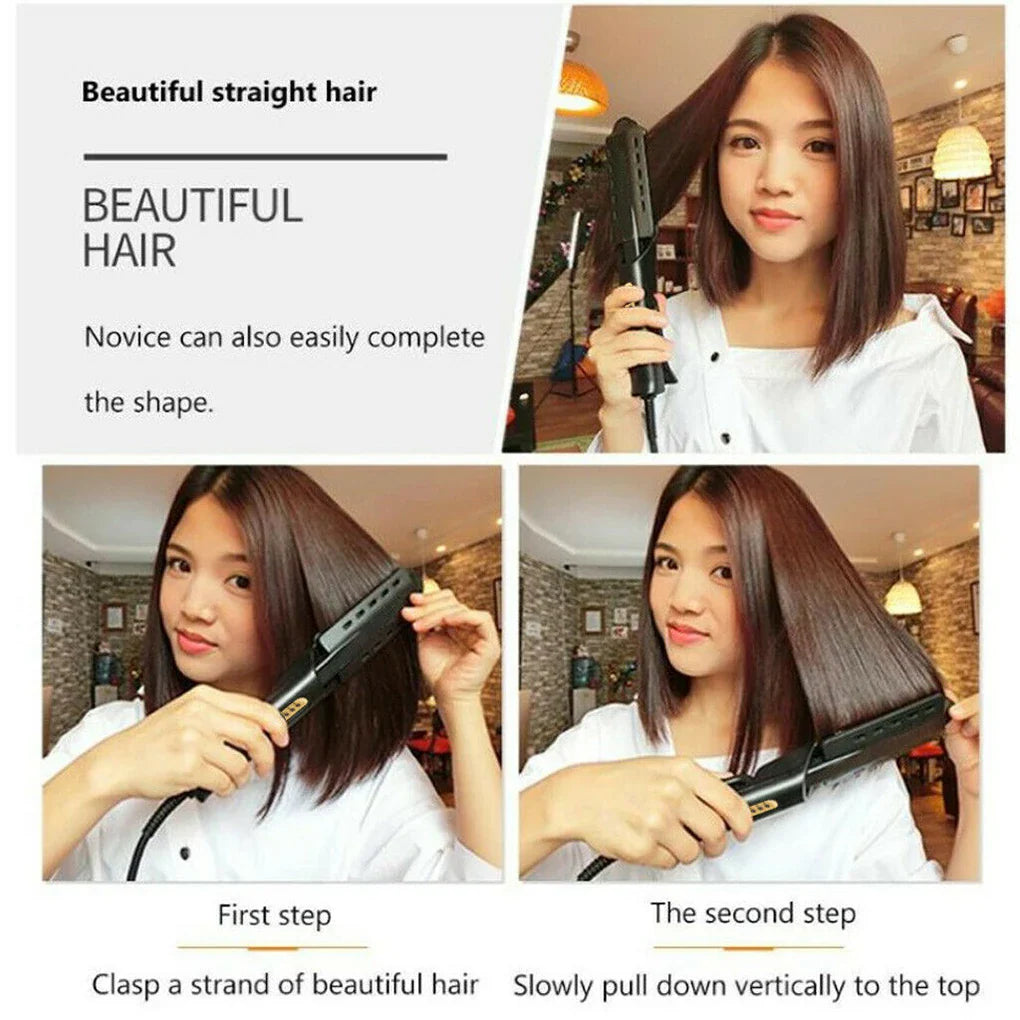 Hair Straightener with Four-gear Temperature, Ceramic Tourmaline Ionic Flat Iron for Women, Wide Panel Design