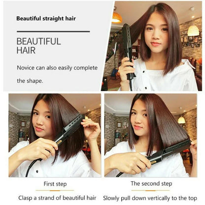 Hair Straightener with Four-gear Temperature, Ceramic Tourmaline Ionic Flat Iron for Women, Wide Panel Design