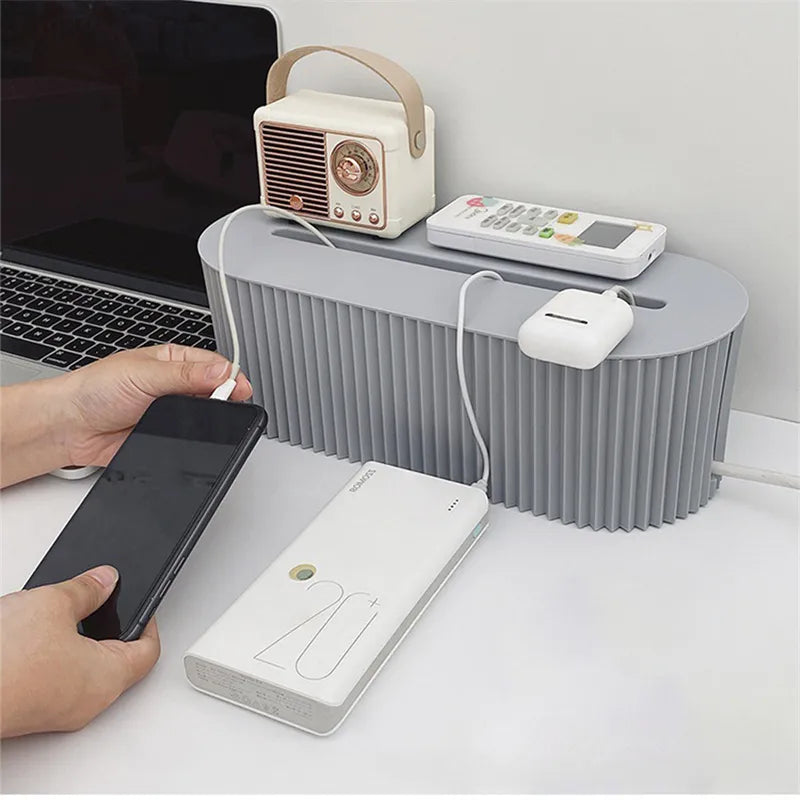 Nordic Plug Board Storage Box - Stylish Cable and Socket Organizer with Wireless WiFi Router Bracket