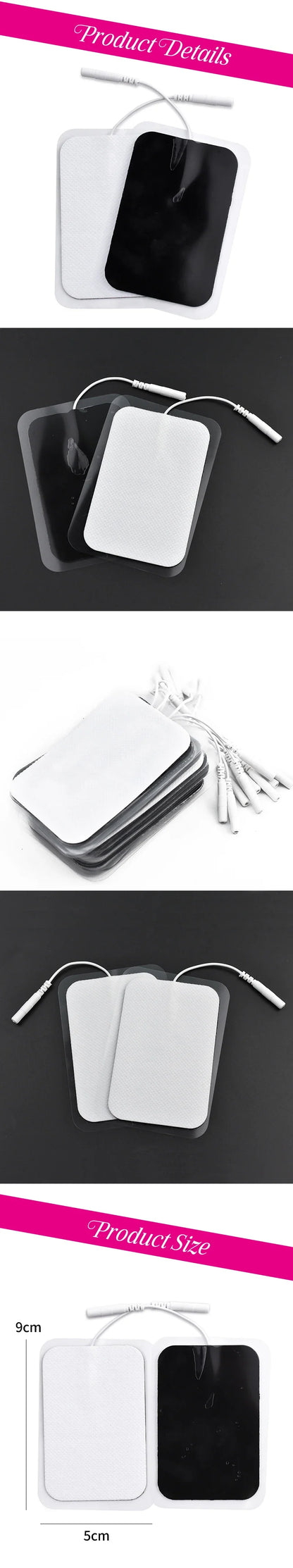 100/50pcs 5x5cm Muscle Stimulator Electrode Pads – Self-Adhesive Non-Woven Replacement for TENS Therapy Machines