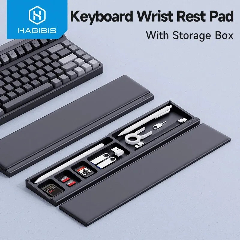 Hagibis Keyboard Wrist Rest Pad - Ergonomic Soft Memory Foam Support, Desktop Storage Box, Easy Typing Pain Relief for Office and Home