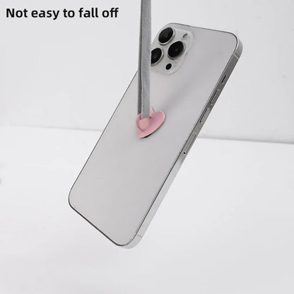Kawaii Metal Heart Phone Charm — Adhesive Holder, Finger Ring Stand, Case Hook & Buckle Accessory with String