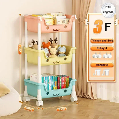 4 Layer Toy Storage Trolley & Bookshelf - Kids Organizer, Snack Rack, Bathroom & Kitchen Storage