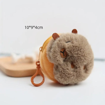 Creative Capybara Anime Plush Coin Purse – Kawaii Mini Round Cartoon Bag Pendant
