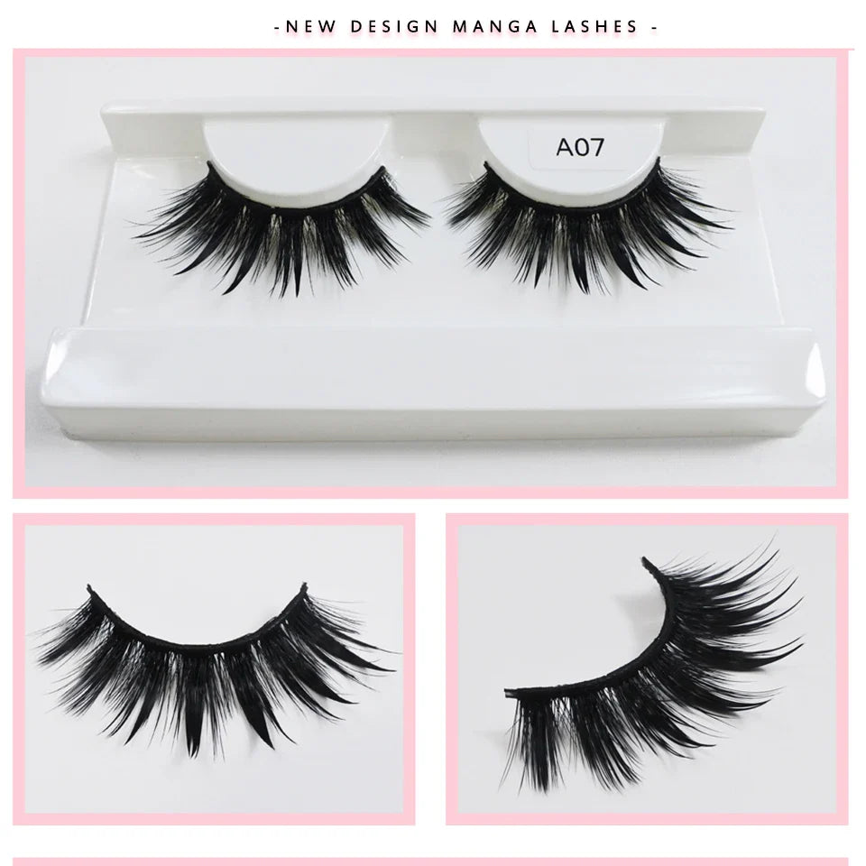 RED SIREN Wet Manga Lashes – Long, Thick Natural Fake Eyelashes for Korean Makeup Fashion