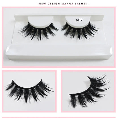 RED SIREN Wet Manga Lashes – Long, Thick Natural Fake Eyelashes for Korean Makeup Fashion