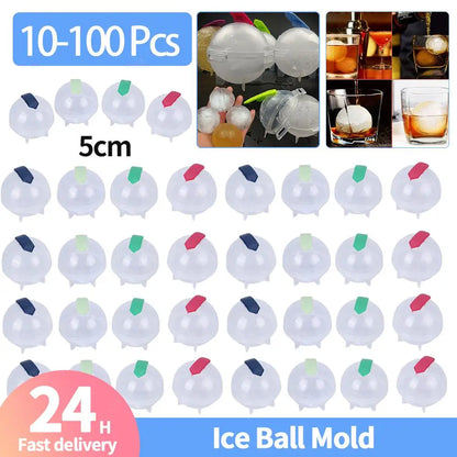 Silicone Ice Cube Maker Set (10–100Pcs) – Round DIY Ice Ball Mold for Cocktails, Kitchen & Bar Supplies Portable Ice Tray