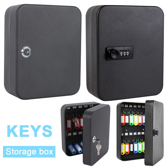 Wall-Mounted Key Cabinet with Lock & Code – 20 Key Organizer & Locking Key Holder Box