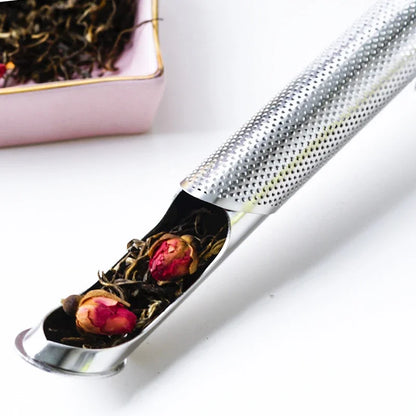 New Tea Strainer – Stainless Steel Infuser Pipe Design with Holder, Tea Spoon, and Filter for Perfect Brew