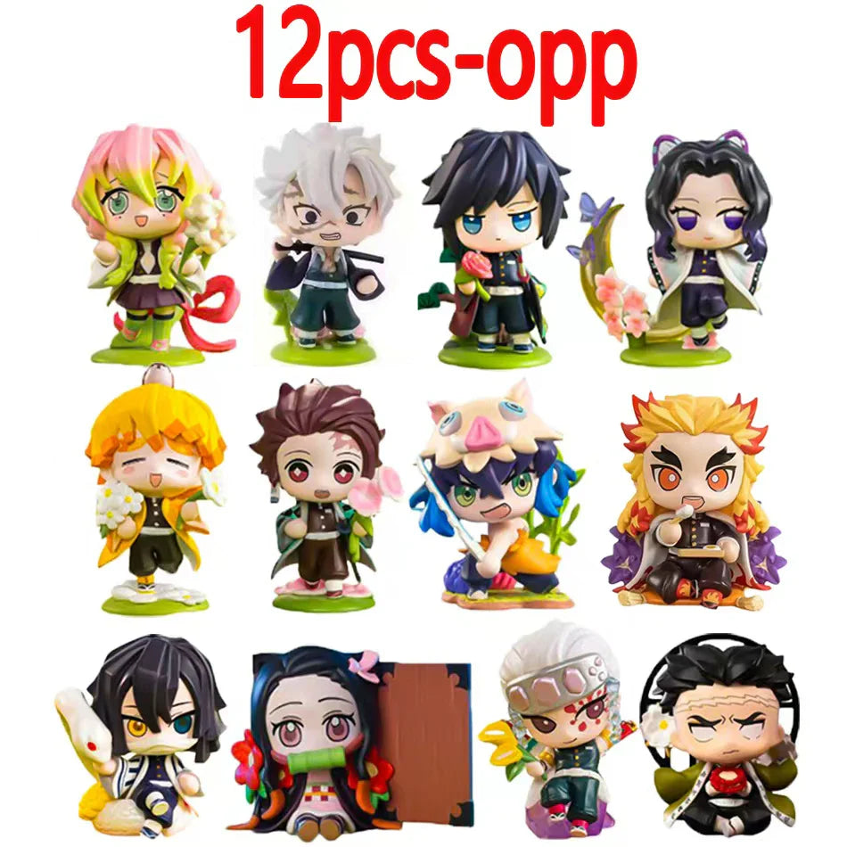 Anime Demon Slayer Blind Box Figures — 1-12pcs Tanjiro & Nezuko PVC Model Ornaments, Kids Christmas & Halloween Gift