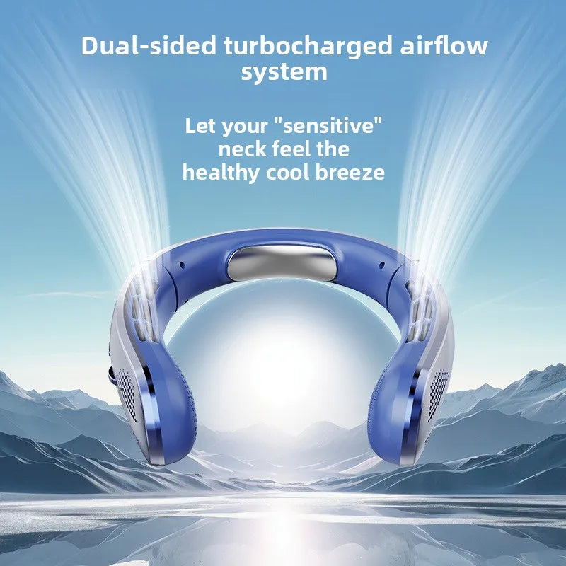 8000mAh Bladeless Neck Fan - Rechargeable Portable Cooling Fan with LED Display for Outdoor Use
