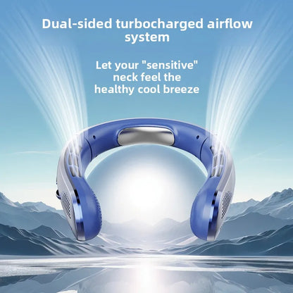 8000mAh Bladeless Neck Fan - Rechargeable Portable Cooling Fan with LED Display for Outdoor Use