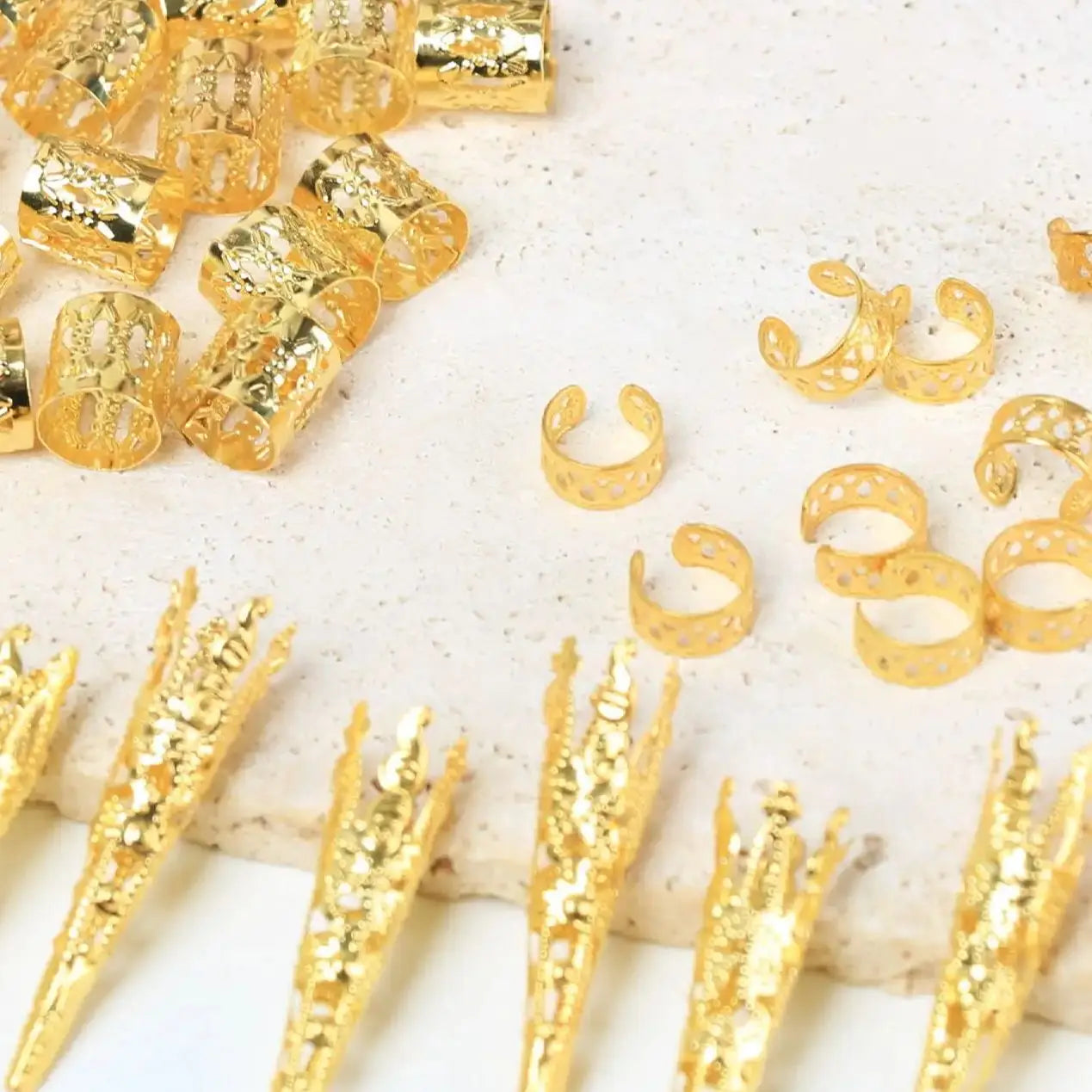 50PCS Personalized Dreadlock Hair Accessories — Combination Beads, Rings, Clips & Braiding Cuffs for Hair Decoration