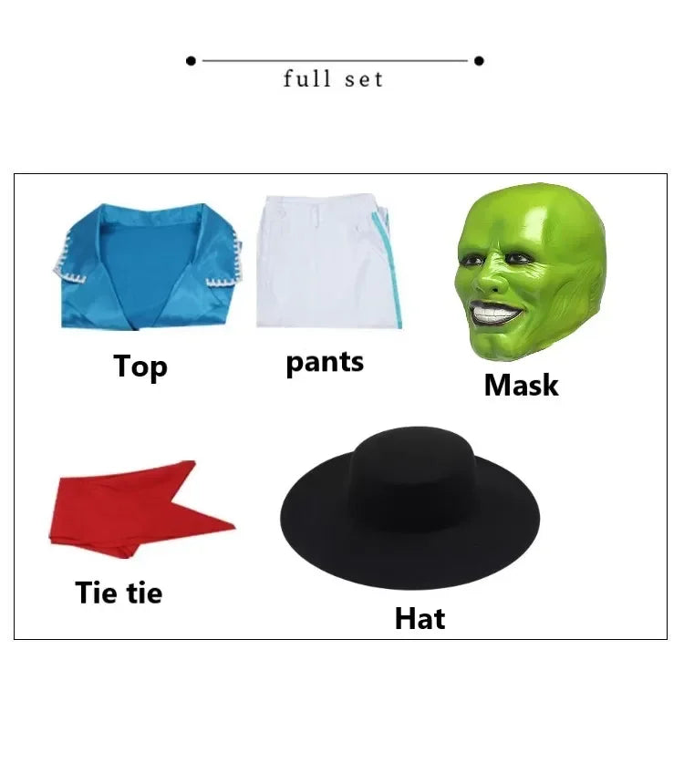 The Mask Jim Carrey Cosplay Costume — Unisex Adult Suit Set for Halloween, Carnival & Party Dress-Up