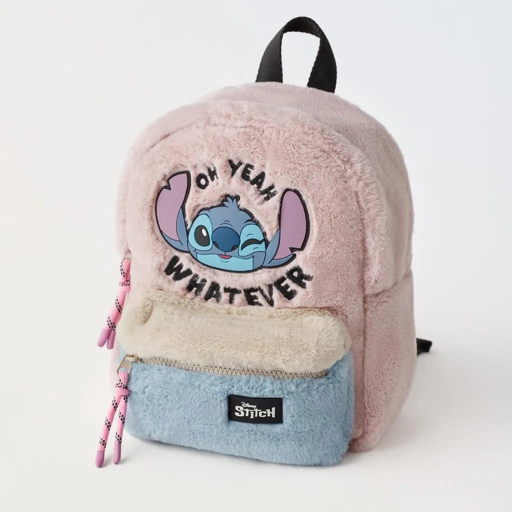 Disney Stitch Plush Children's School Bag – Cute Color Blocking Kindergarten Backpack, Mini Fashion Backpack