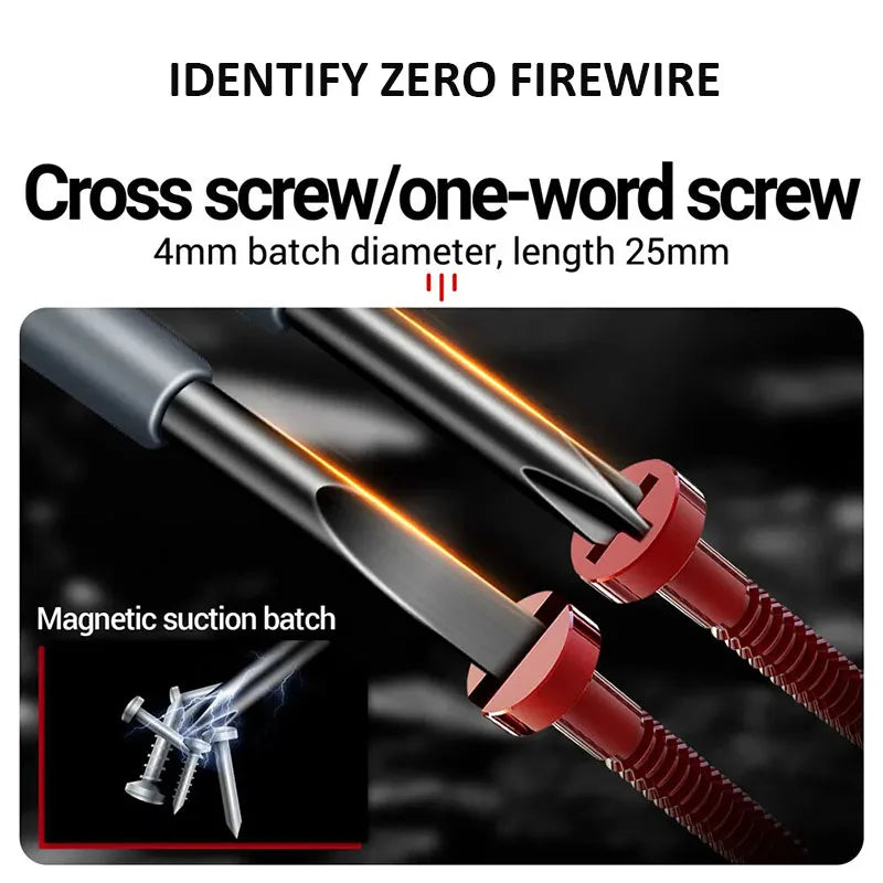 2PCS Electrician Voltage Tester Screwdrivers – 12-220V AC/DC Insulated Word & Cross Tips for Safe Electrical Work