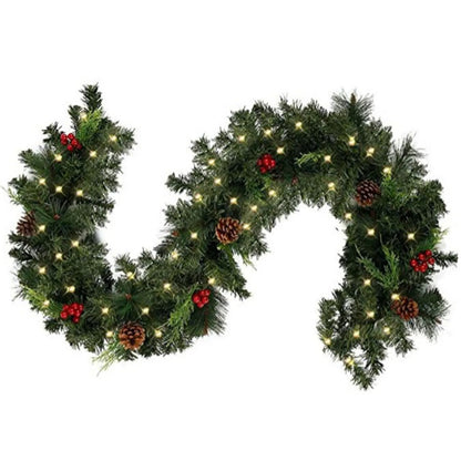 2.7M Christmas Artificial Green Garland Wreath – DIY Pine Xmas Home & Party Decoration