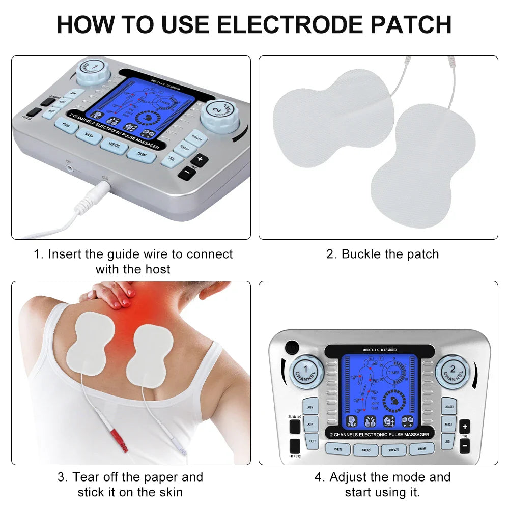 12 Modes Digital Electric Pulse Massager – TENS EMS Muscle Stimulator for Pain Relief & Body Therapy