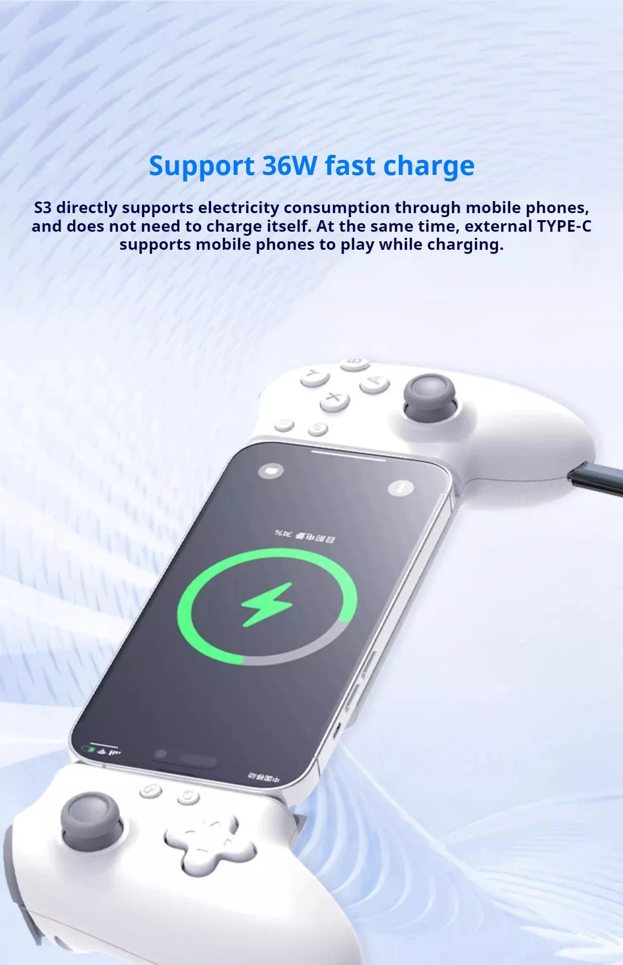 Memo S3 Gamepad Type-C Mobile Controller – Hall Effect Stretch Handle, Joystick for Android, PS Cloud Gaming, Customizable