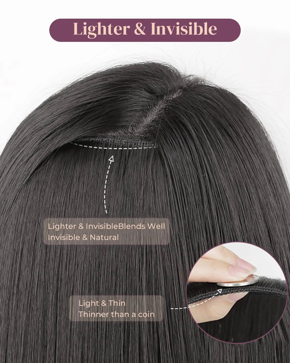 Clip-In Hair Extensions – Thick, Long Lace Weft Lightweight Synthetic Hairpieces for Women