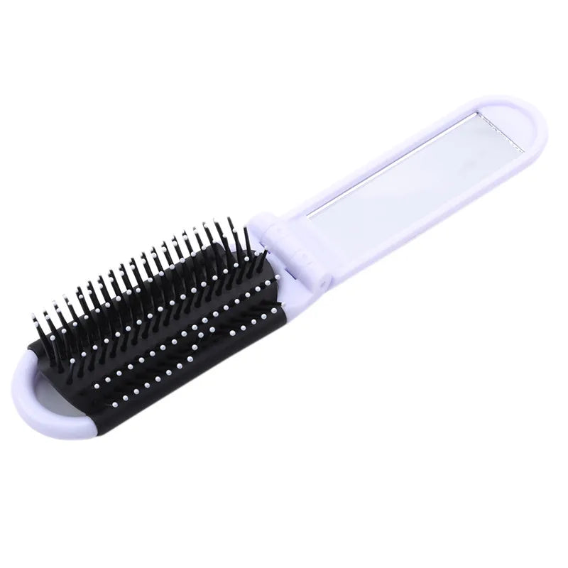 Portable Folding Comb with Makeup Mirror – Compact, Foldable Massaging Comb for Girls & Travel Bags