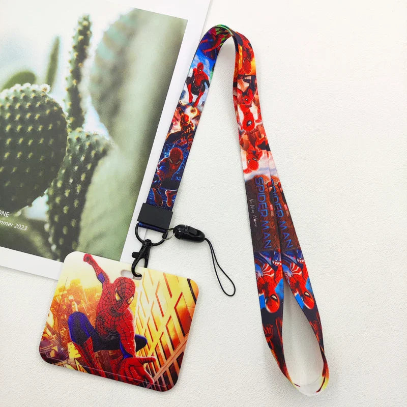 Disney Superhero ID Badge Holder Lanyard — Cartoon Neck Strap for Subway Card, Boys & Kids Campus Credential Case