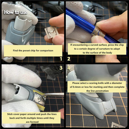 36-in-1 Model Scribing Template Ruler – Precision Line & Groove Drawing Tool for 1/100 & 1/144 Scale Crafts