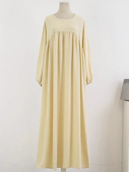 Muslim Women's Luxury Abaya Dress - Solid Color Modest Dubai-Style Kaftan for Ramadan & Special Occasions