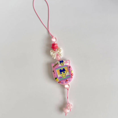 Tamagotchi Phone Strap - Y2K Retro Digital Pet Beaded Keychain Charm for Girls