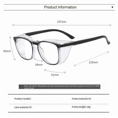 Clear Safety Glasses Anti-Fog Blue Light Blocking Square Frame Scratch Resistant Protective Work Eyewear for Men & Women Nurses