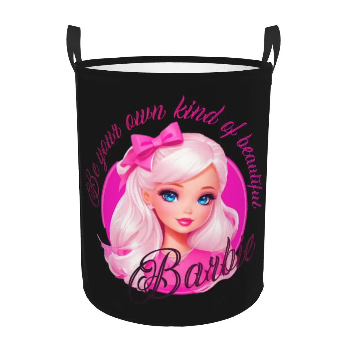 Custom Barbie Logo Laundry Basket – Collapsible Large Capacity Clothes Storage Bin, Disney Baby Hamper