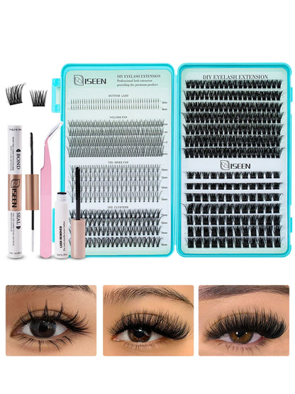 DIY Lash Extension Kit – Mix Individual Lash Clusters with Lash Bond & Seal, Includes Tweezers for Eyelash Extensions