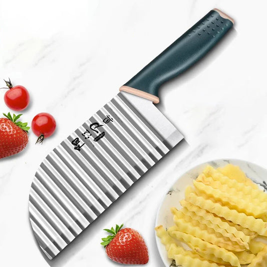 Women's Stainless Steel Kitchen Knife – Professional Chef Potato Chips Cutter for Barbecue and Cooking Utensils